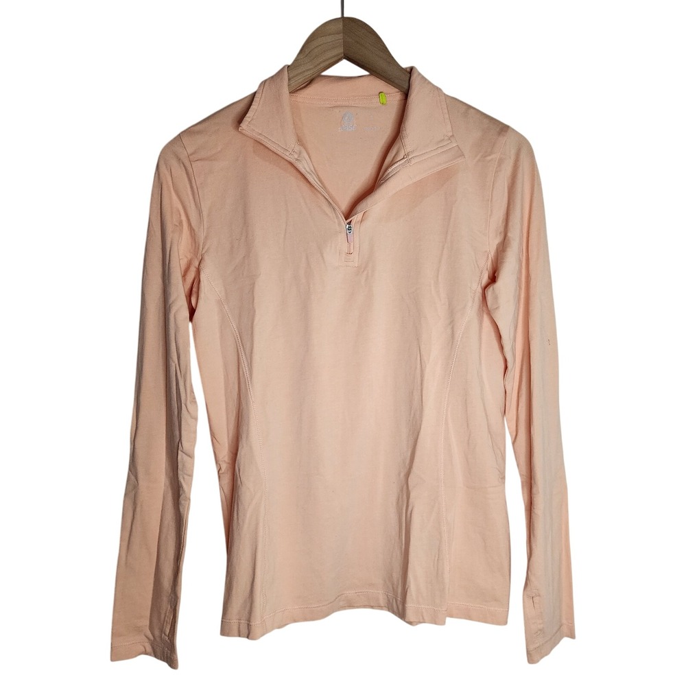 TASC Shirt‎ Women's Small Quarter Zip Long Sleeve Top Cotton Bamboo Light Peach